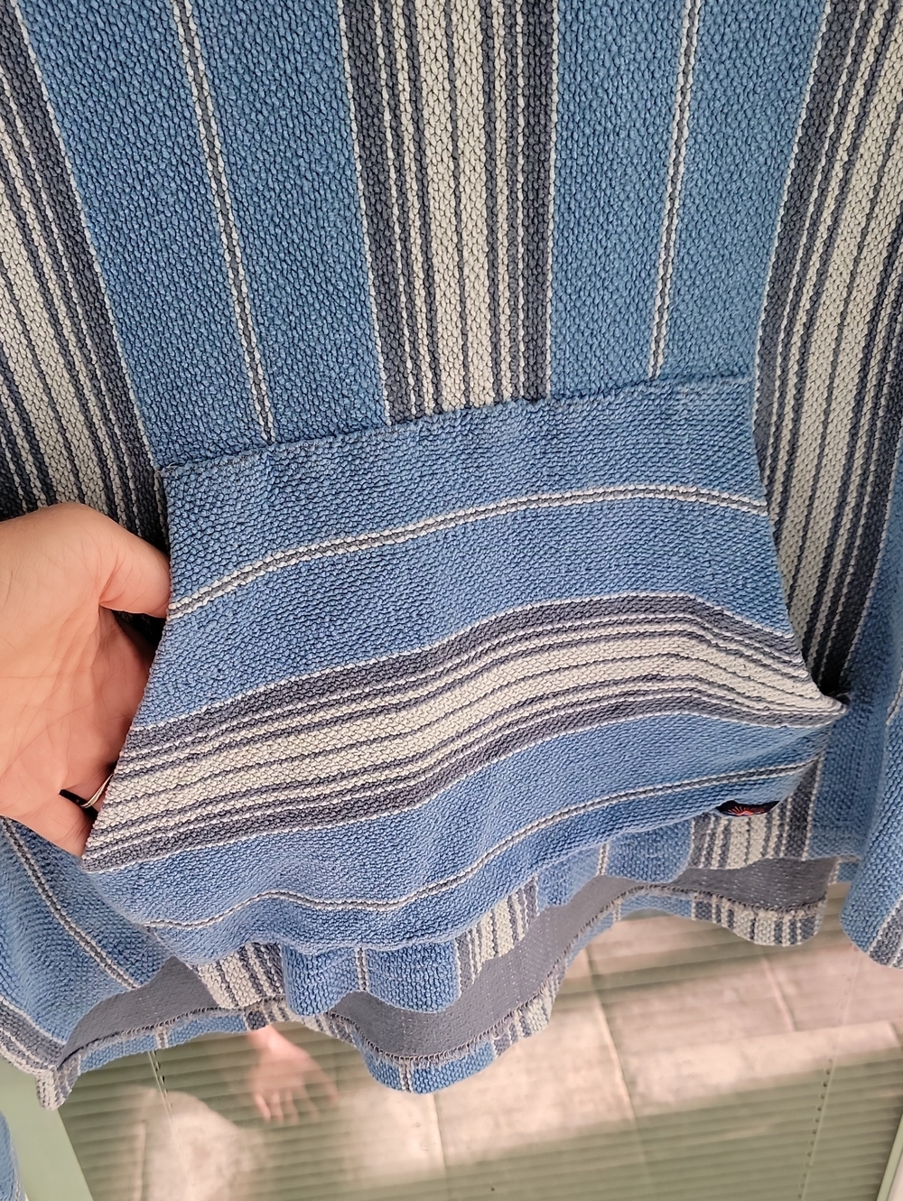 Faherty Terry Hooded Poncho Montauk Blue Serape Sz M - Picture 10 of 13